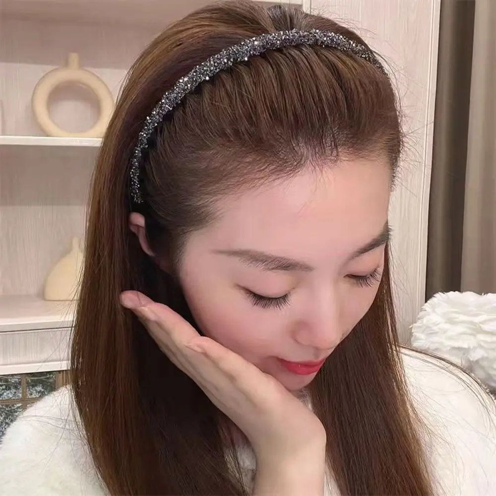 Diadema con diamantes de imitación dentados para mujer, aro de plástico para el cabello con diamantes, lavado de cara, diadema de estilo coreano,