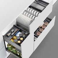 Goldmine Soft Close Drawer Slide Furniture Cabinet Drawer Aluminum Pull Out Plate Rack Drawer Pan Storage Set For Kitchen