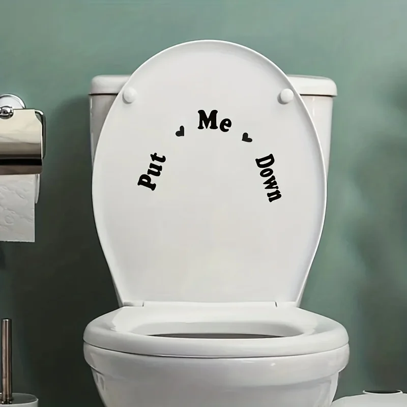 Easy-Apply Toilet Lid Sticker Put Me Down Decal Fun Slogan Glossy Self-Adhesive Bathroom Decal Наклейки На Унитаз