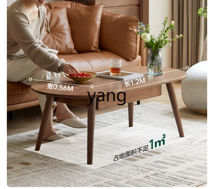 tgf Solid Wood Coffee Table Living Room Home Black Walnut Simple Modern Small Apartment Natural Wood Tea Table