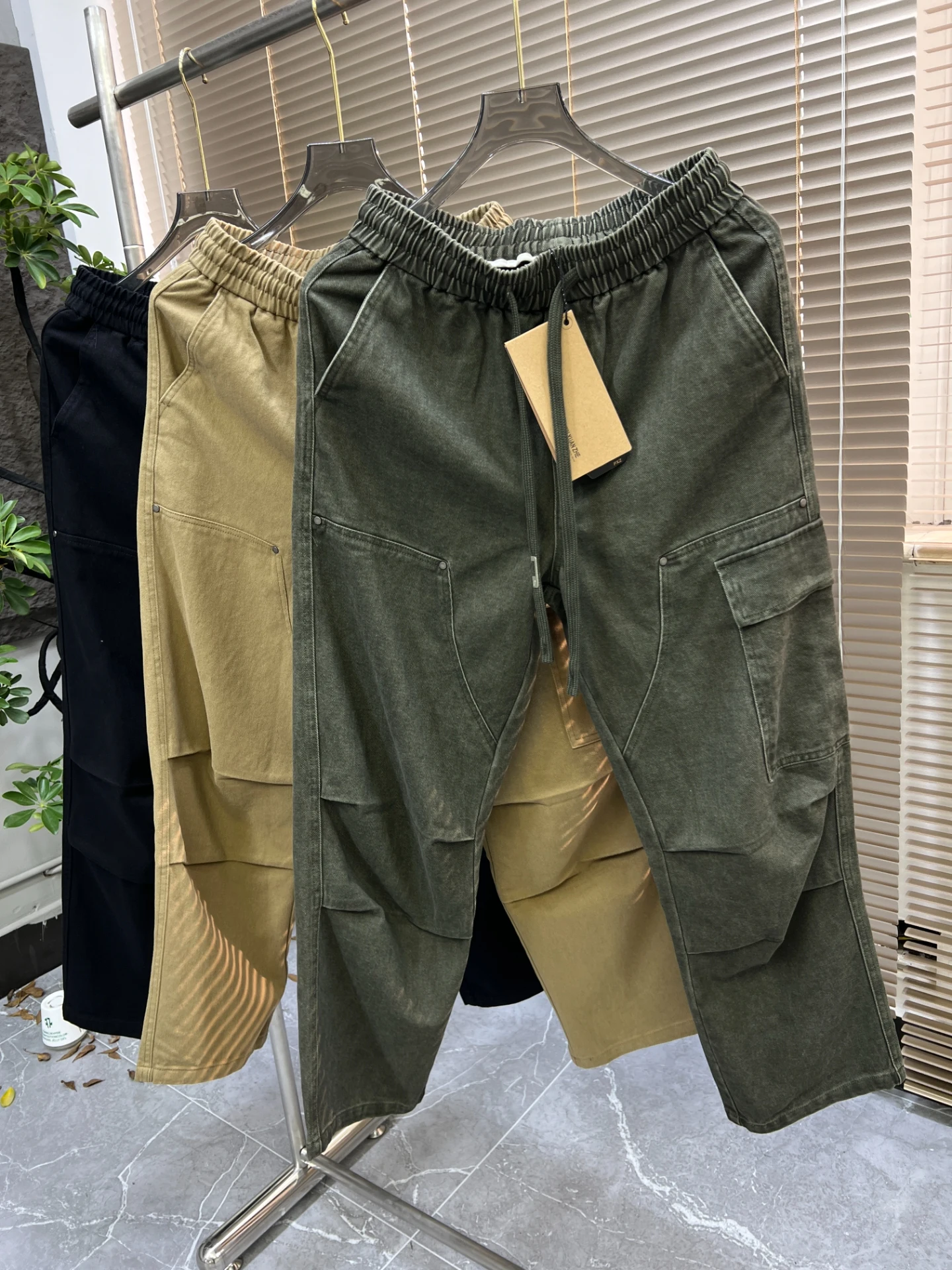 

Heavyweight Pure Cotton Work Trousers Casual Straight Legged Loose Fit Pants with Pockets Spring Autumn Winter Wear