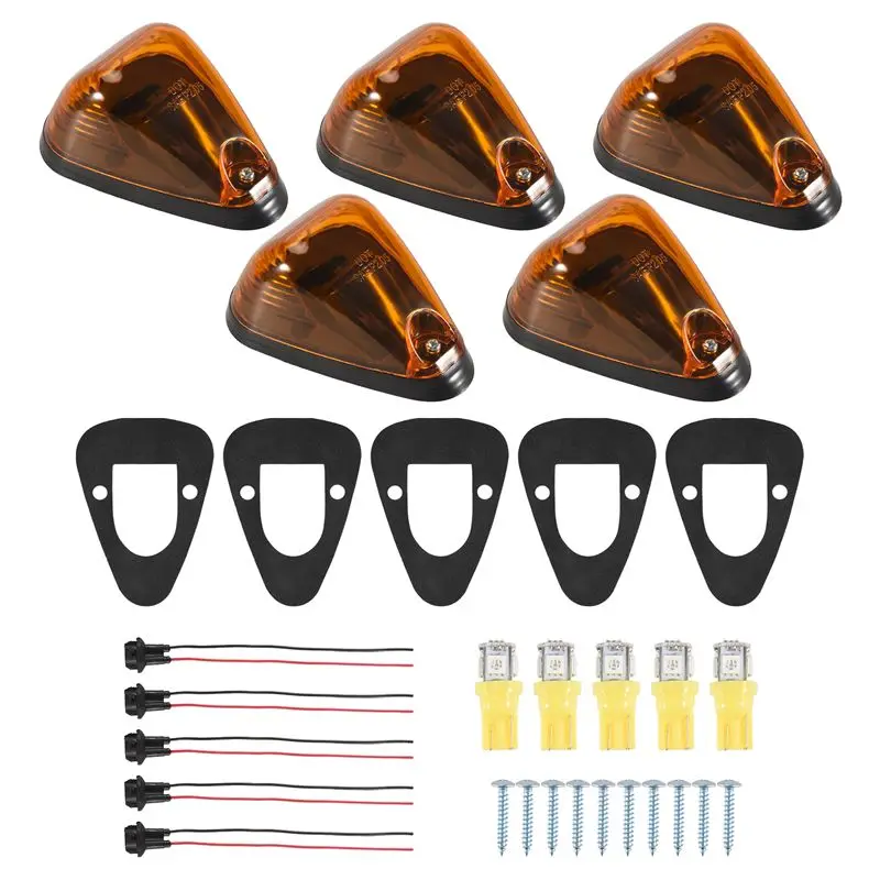 

5Packs Cab Marker Light Lens Roof Running Lightsw/Wiring For Ford F150 F250 F350 F450 F550 F65 E150 1999-2016