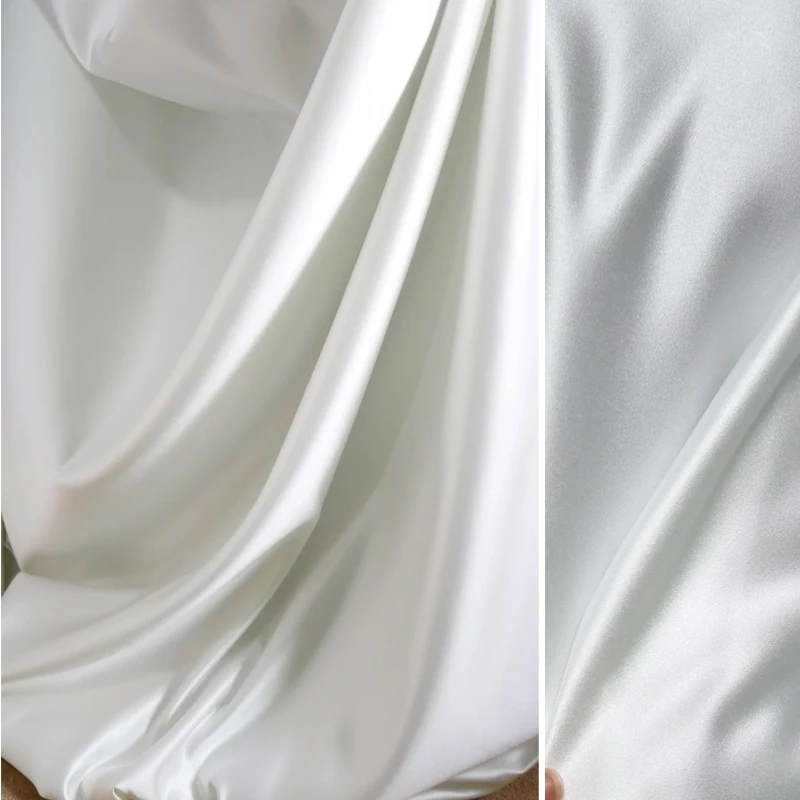 White High Quality Soft Thick Satin Fabric for Bridal Wedding Dress Satin Evening Formal Dress Material DIY Sewing