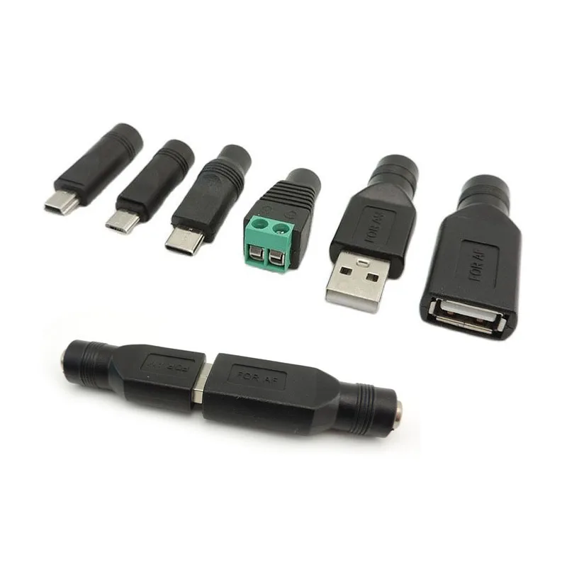 USB Mini 5pin A Male Female Mirco Type C to dc female Connector 5.5x2.1mm Power charger converter Adapter Jack Plug for Laptop