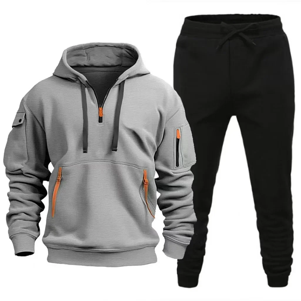 

2026 Autumn New Arrival Man Hooded Tracksuit 2pcs Set Hoodie&sweatpants Male Daily Casual Sports Jogging Suit Gym Fitness Outfit