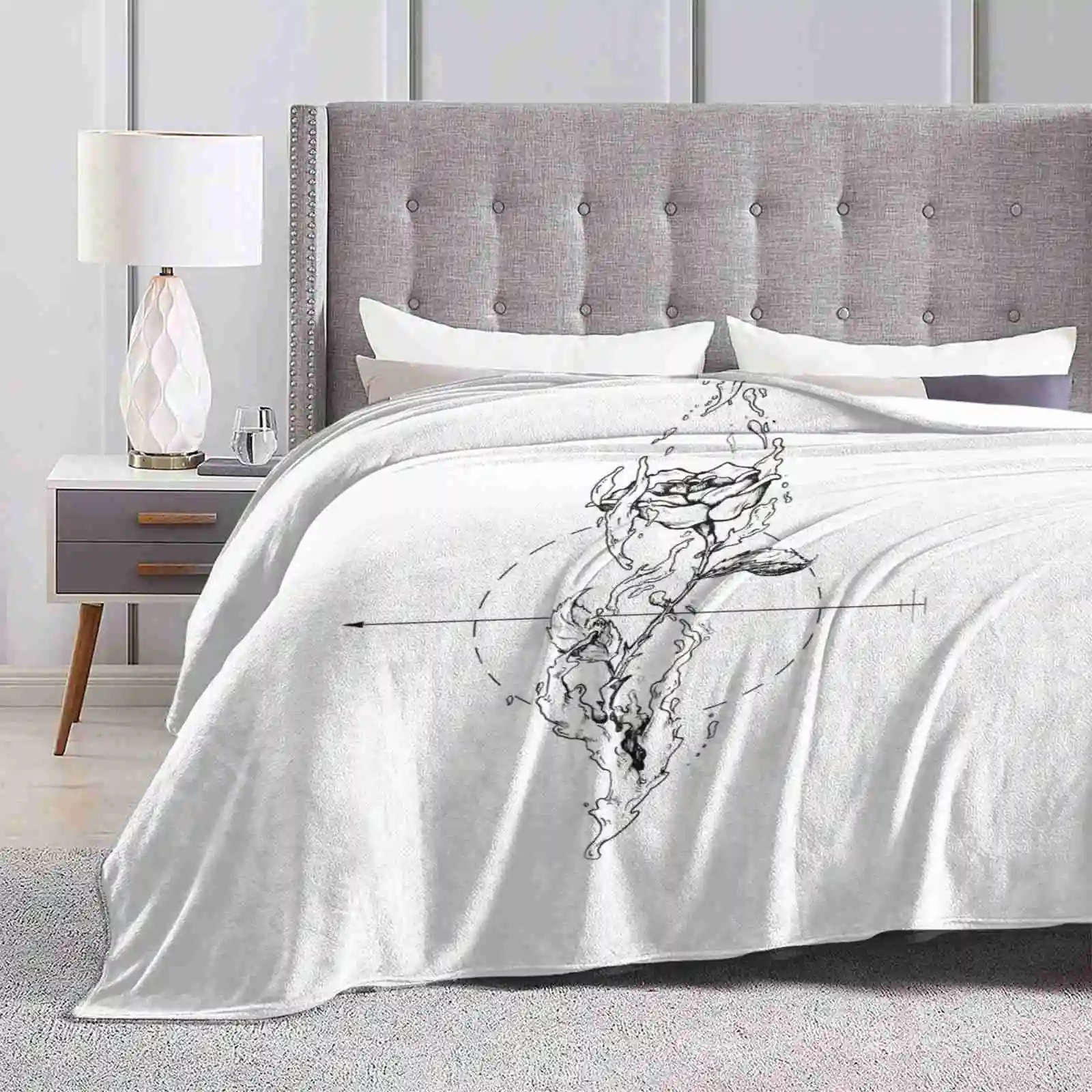 Anti-Gravitational Rose All Sizes Soft Cover Blanket Home Decor Bedding Pink Antigravity Water Silver Geometric Tatoo Fly Float