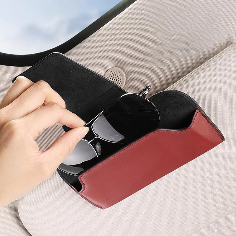 Leather Car Glasses Case For BYD Seagyll V2l Dolphin mini Atto3 F3 E6 G3 I3 Ea1 Dmi Sun Visor Sunglasses Clip Card Ticket Holder