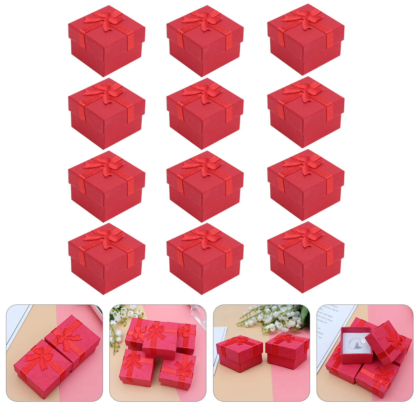 

30 PCS Valentine Jewelry Paper Case Storage Boxes with Lids Red Necklace Trendy Earrings Gift Collar