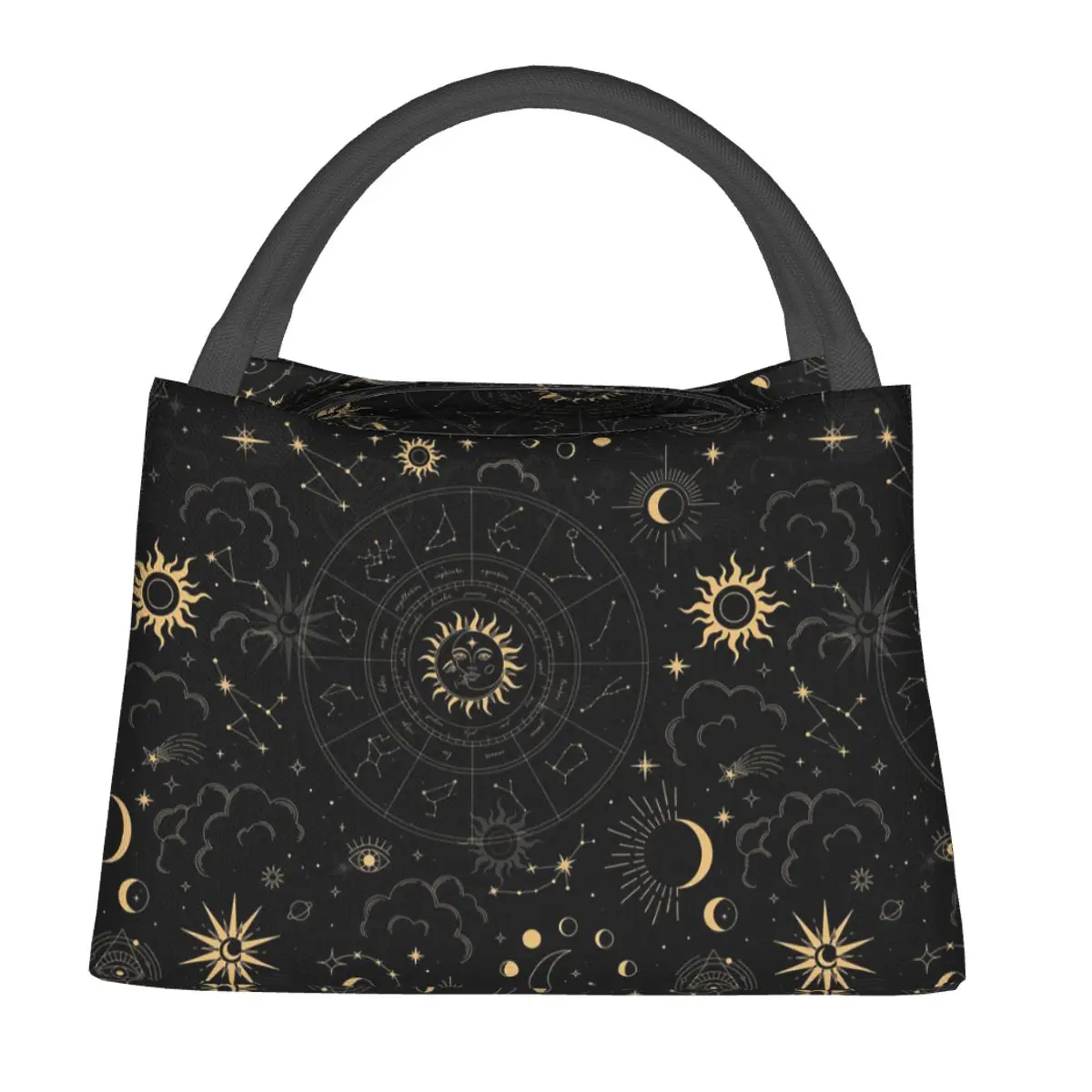 Night Sky Golden Celestial Stars Zodiac Constellations Lunch Bags Bento Box Lunch Tote Picnic Bags Thermal Bag for Woman work