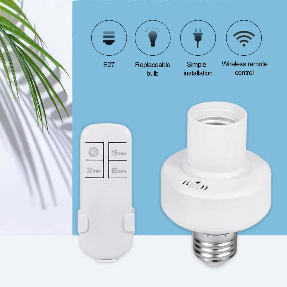 E27 Wireless Remote Control Smart Timer Switch Lamp Holder 110/220V House Multi Light Switch Living Room Bedroom Timer Switch