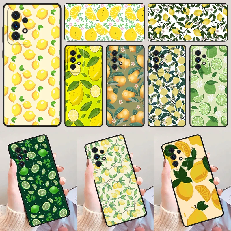 Summer Lemon and Leaf phone case For Samsung Galaxy A42 A31 A40 A51 A71 A32 A80 A91 A52 A72 A73 A20e A21S A50 A70 A11 A12 Cover