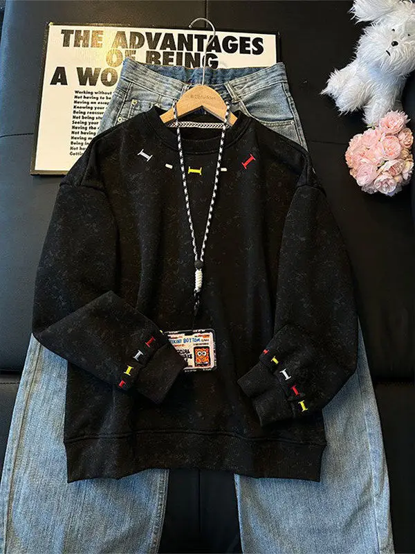 

Мужская толстовка с капюшоном American Style с длинными рукавами, утепленная флисом, с вышивкой, осенне-зимняя, плотная, базовый слой