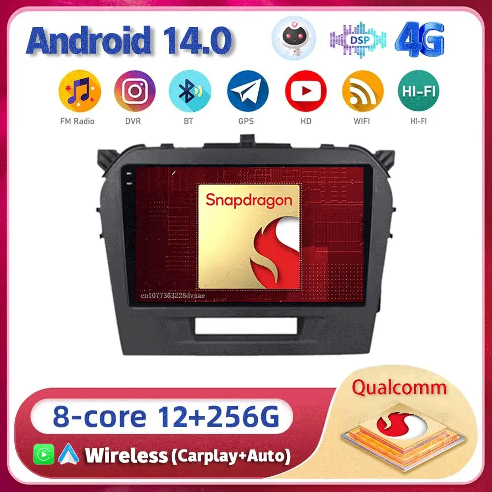 

Android14 Carplay Auto For Suzuki Vitara 4 2015 2016 2017 2018 2019 2020 2021 2022 Multimedia Car Radio Player video DSP WIFI+4G