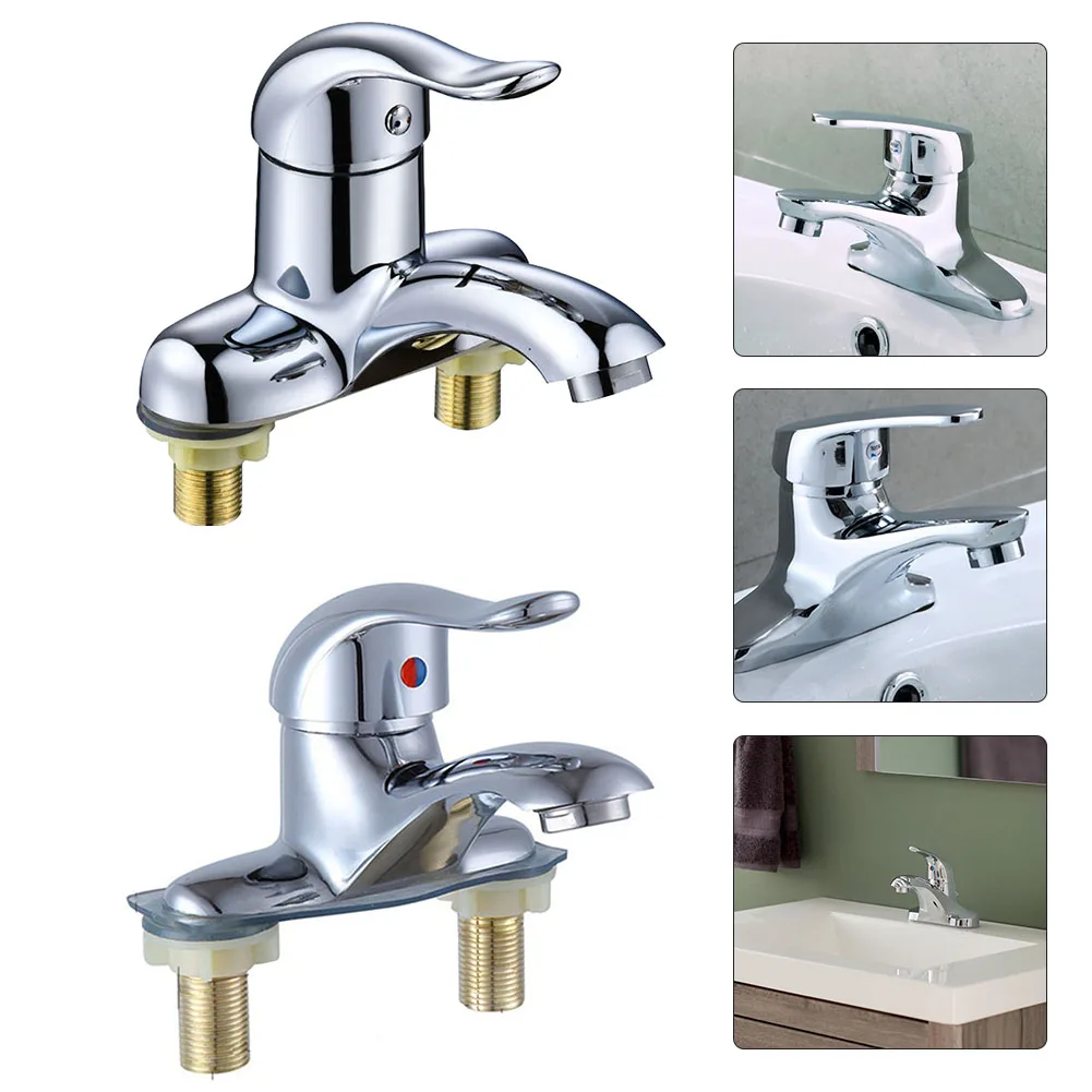 Bathroom Faucet Double-Hole Basin Hot Cold Water Faucet For Toilet Kitchen Bathroom Steel Basin Mixing Valve Switch Faucet