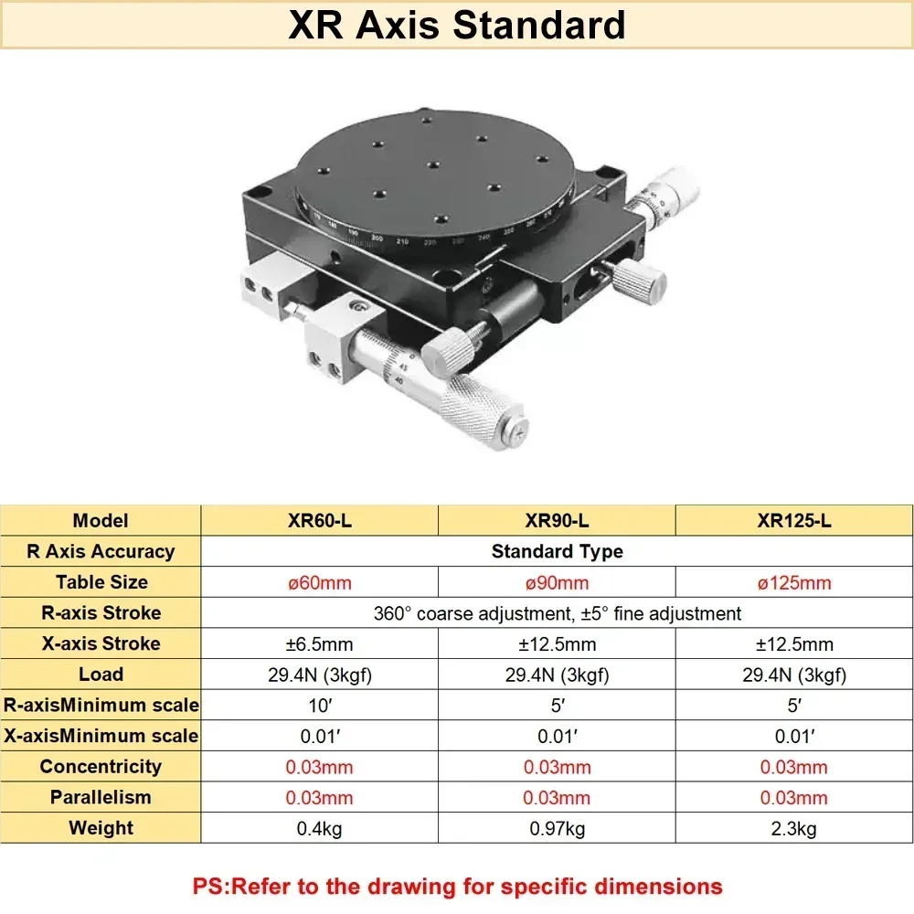 XYRZ Axis Precision Knob Slide Table 360 Degree Rotating Measuring Instrument Manual Fine-tuning Displacement Platform