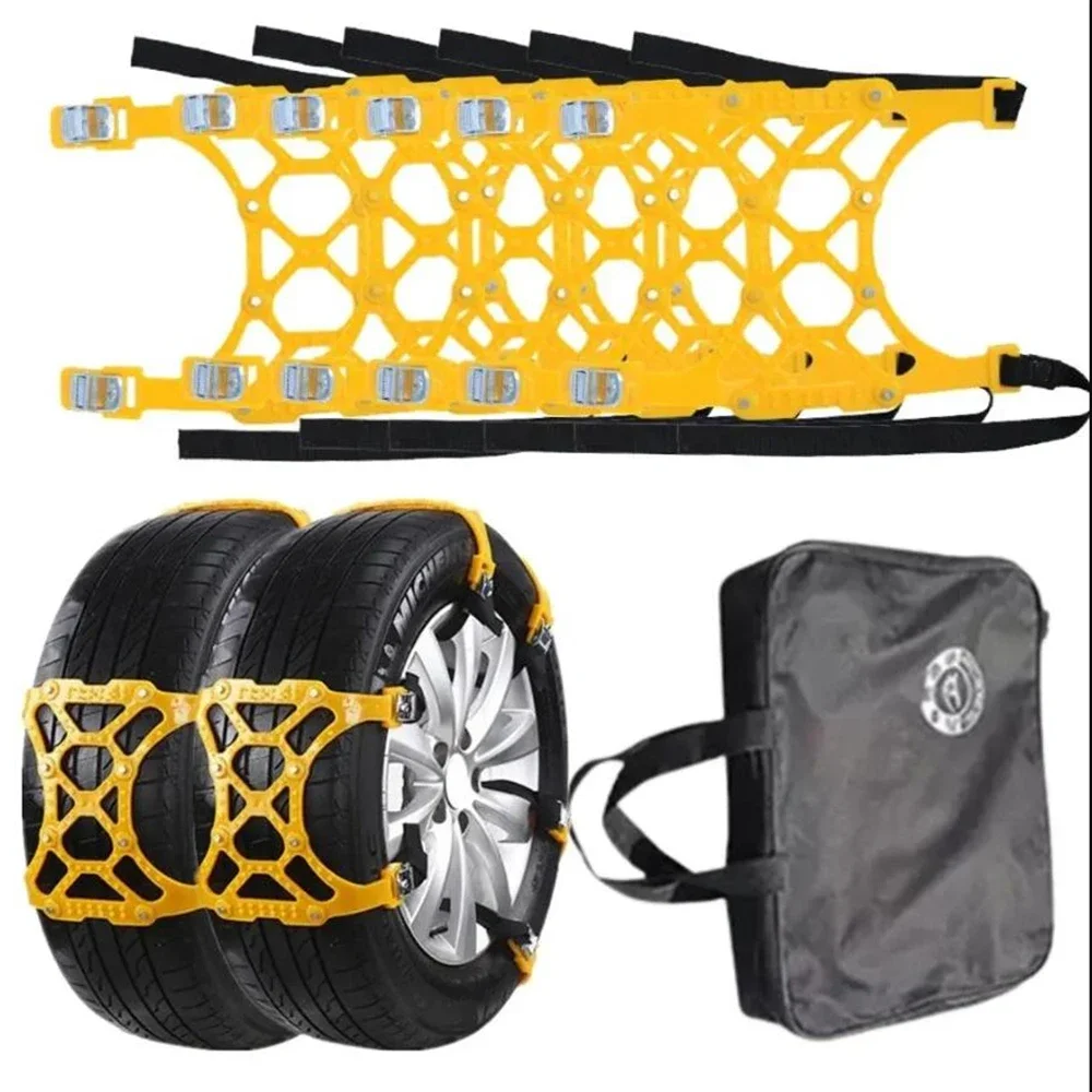 6PCS Urethane Plastic Anti Slip Snow Chains Tire Belts For Car Winter Emergency Replacement Accessories