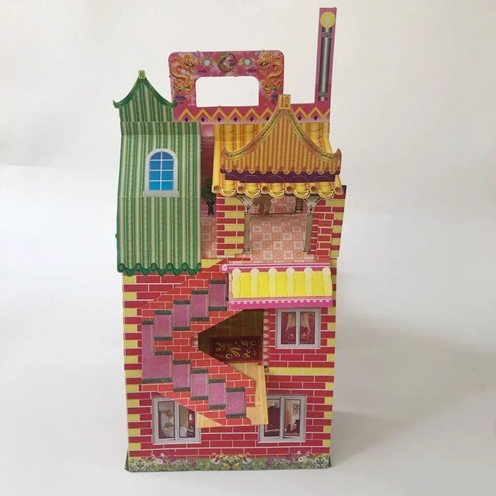 

Красочная бумажная вилла для предков: ритуальные принадлежности для сжигания, подношения духам на фестиваль Цинмин, благословения и процветание