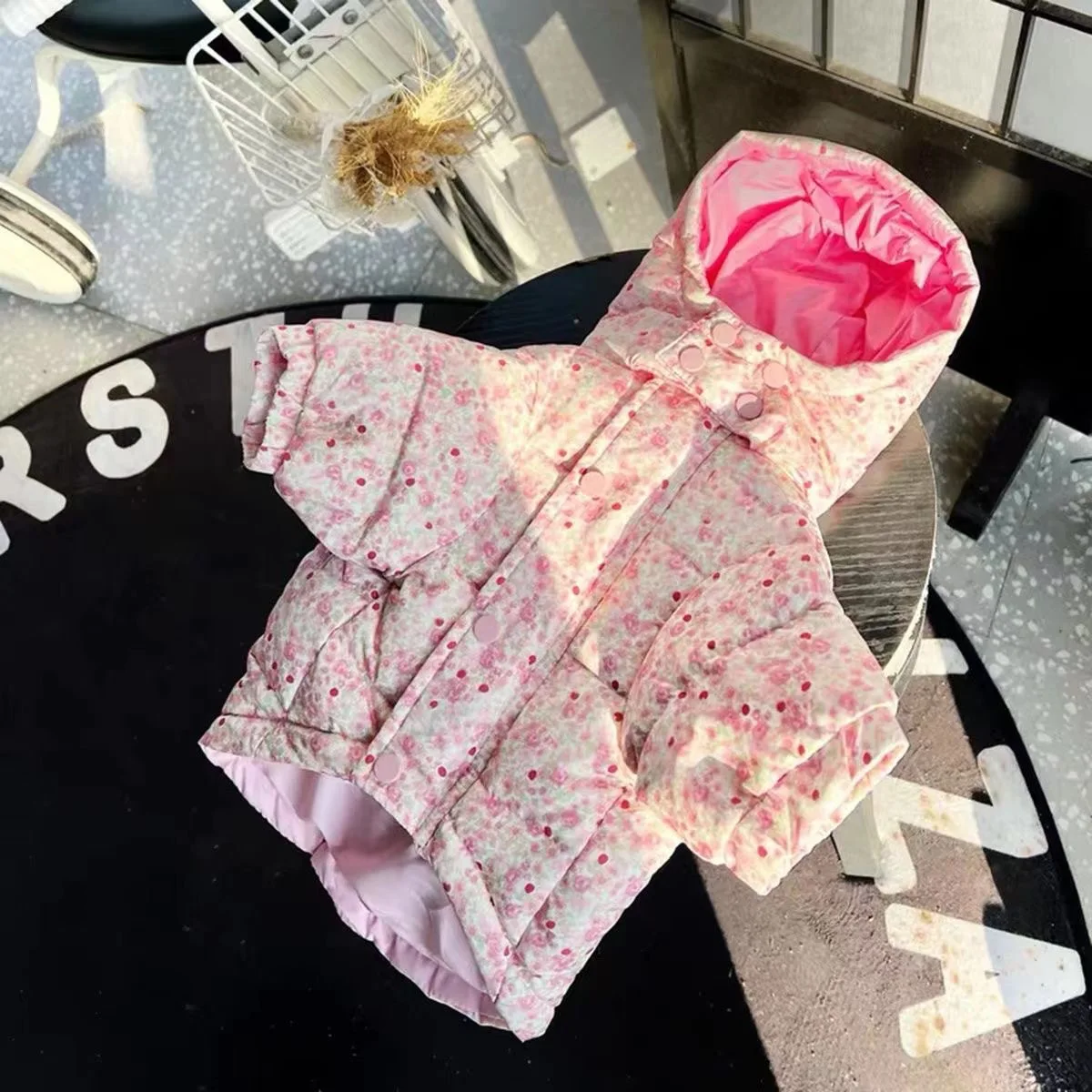 Pet Autumn and Winter Thick Floral Coat Malzis Teddy Schnauzer Dog Cat Cute Warm Dog Clothes for Small Dogs Puppy Clothes