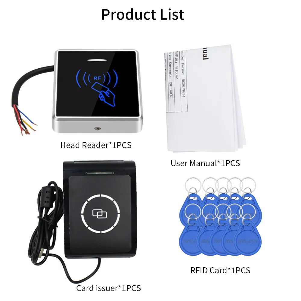 Anti Duplication Encrypted RFID Access Control System Kit Sets with Wiegand Card Reader + USB Scanner for Microchip+125Khz Cards