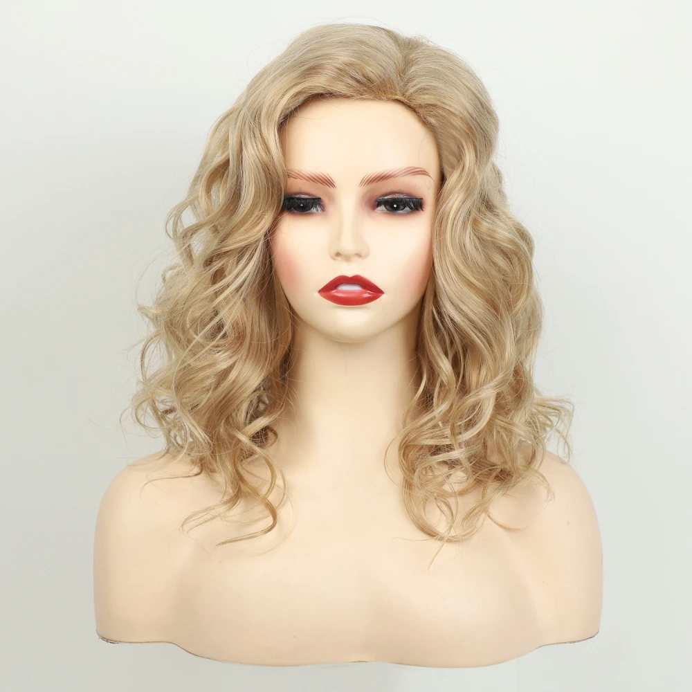 

Synthetic Blonde Wig Short Natural Wave Curly Wigs for White Women Daily Party Cosplay Use Hair Wigs