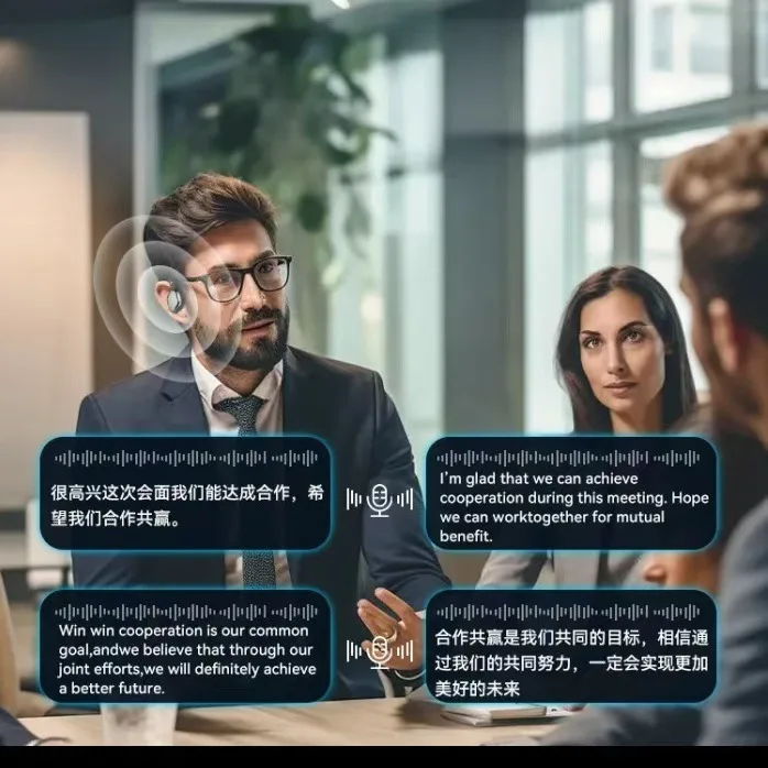 Populaire, draadloze Bluetooth-headset AI-conferentieheadset, realtime vertaling