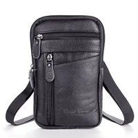 Men PU Leather Shoulder Crossbody Bag Leisure Pure Business Male Waist Belt Bags Casual Mini Mobile Portable Phone Purse