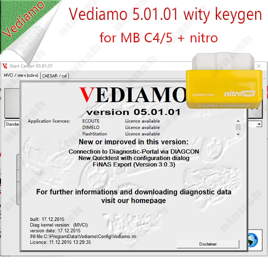 for Vediamo 5.01.01 with Keygen and Activate for MB STAR C4 C5 Offline Programming  Engineer  Nitro