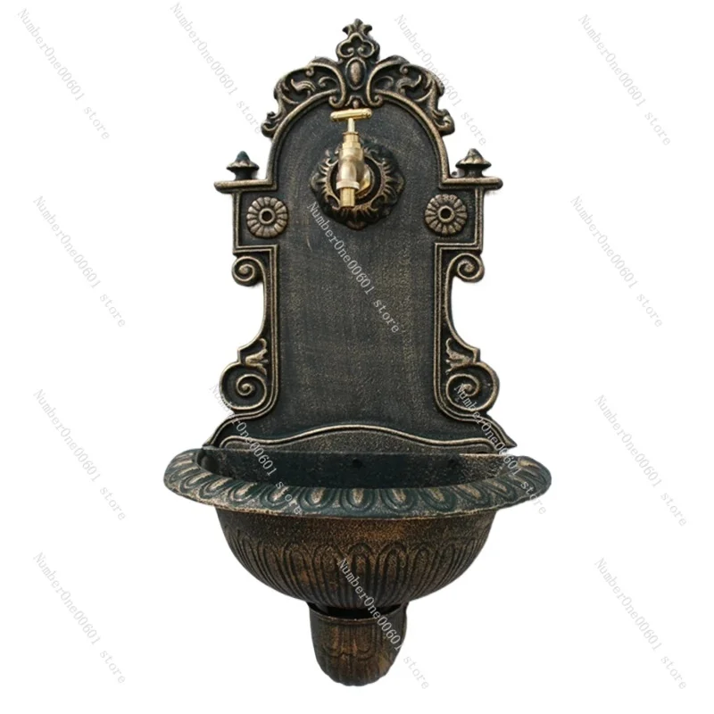 

Antique Gold Cast Iron Wall Mounted Hand Sink Farm House Home Garden Decor Heavy Metal Wash Stand Handmade Wall Decor Wash Basin