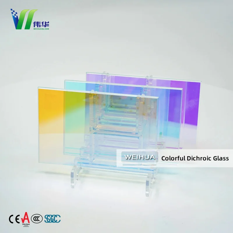custom.Solid Laser Diffraction Coated Dichroic Glass Colorful Blue Green Orange Industrial Use Gym Glass Railing D