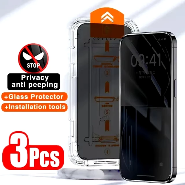 

1-3Pcs Dust Free Glass Privacy Screen Protector For Xiaomi Poco X6 Pro X5 X3 NFC F6 F5 M6 M5s M4 M3 M2 C65 Mi 11 Lite 14 13 13T