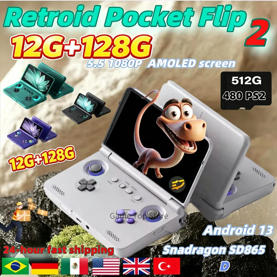Retroid Pocket Flip 2 Handheld Console SD865 5.5”1080p Oled Wifi6