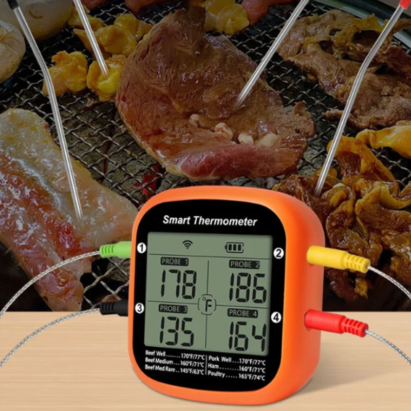 

New Wireless Meat Thermometer For Grilling Smoker Oven APP Digital Thermometer With Four Probes Smart BBQ Food Thermometer