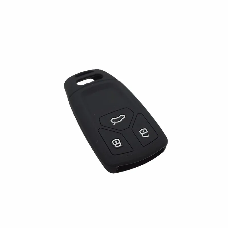 Xinyuexin Silicone Rubber 3 Button Car Key Cover Case For Audi 2016 2017 2018 A4 B9 Q7 4m TT 8S Smart Key In Black Car-styling image 3