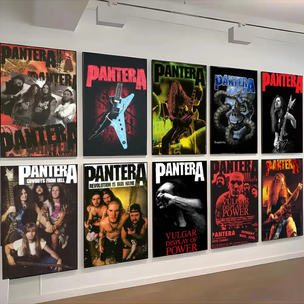 Pantera Band Vintage Poster Self-adhesive Living Room Bedroom Party Bar Decor Moisture-proof Fade-resistant