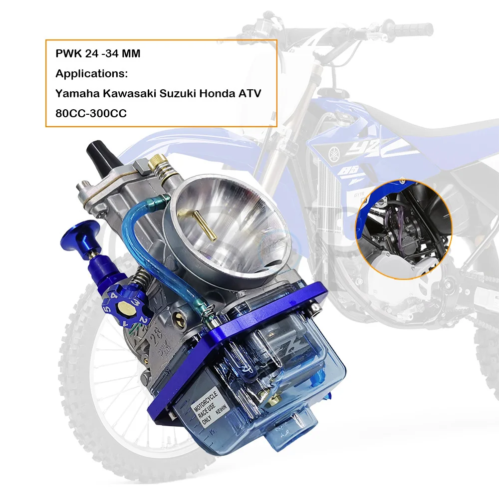 

PWK Motorcycle Carburetor PWK 24 26 28 30 32 34 mm For Keihin Koso OKO YZ85 Power Jet 2T 4T Blue Transparent Cover Bowl