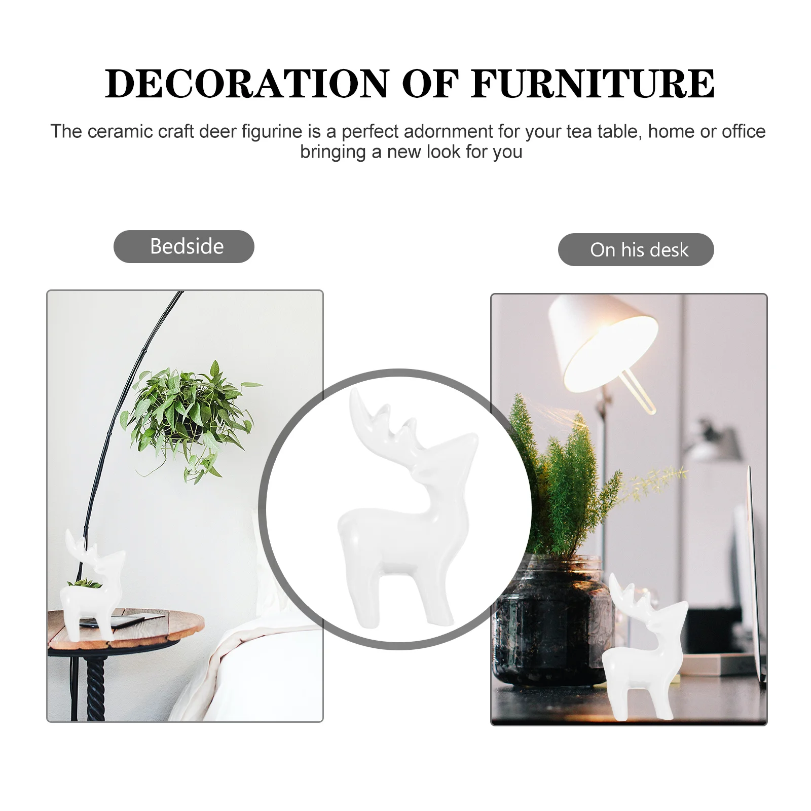 

4Pcs Delicate Ceramic Deer Ornament Desktop Decor Adornment for Living Room Bedroom Tabletop Interior Design Accessory