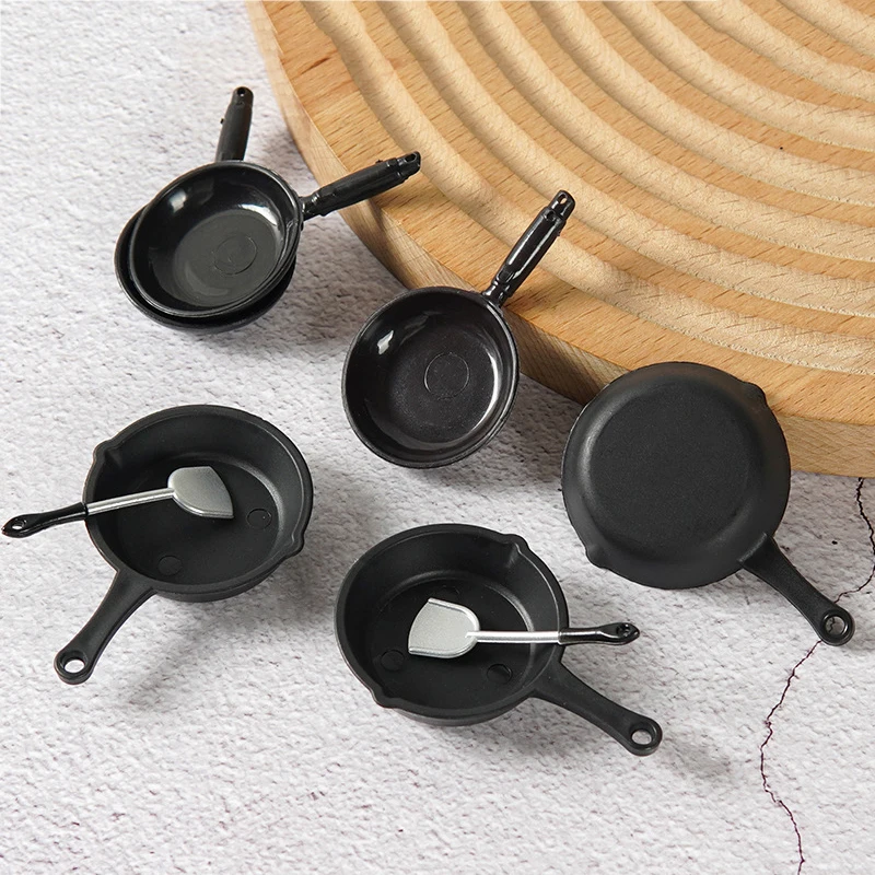 1:12 1:6 Dollhouse Miniature Frying Pan Casserole Saucepan Cookware Kitchen Model Decor Toy DIY Doll House Cooking Accessories