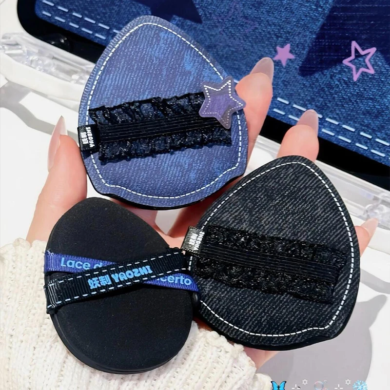 3PCS Lace Tannin Makeup Puff Kit Dual-use Dry and Wet Air Cushion Blush Foundation Makeup Powder Puff Tool