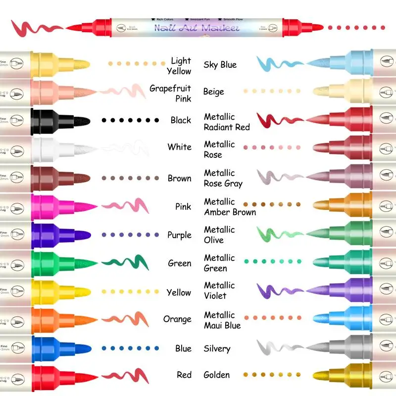 

12/24 Color Nail Art Pens 0.5MM Nail Polish Pens Drawing Painting Point Liner Painted Pen Kit