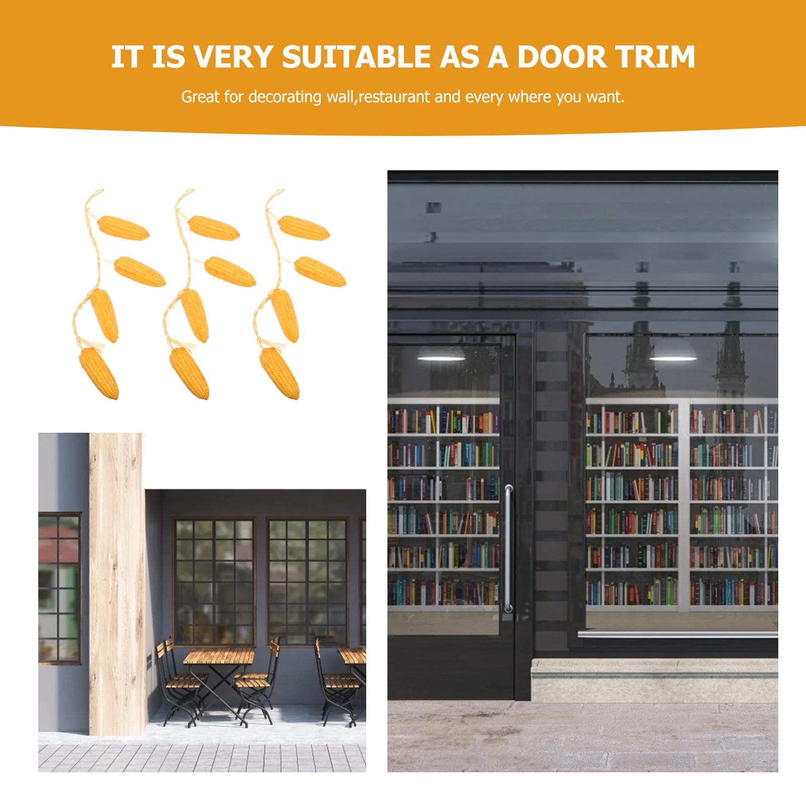 

3 pcs Artificial Corn String Hanging Ornament Wall Art Decor For Home Garden Party Harvest Festival Artificial