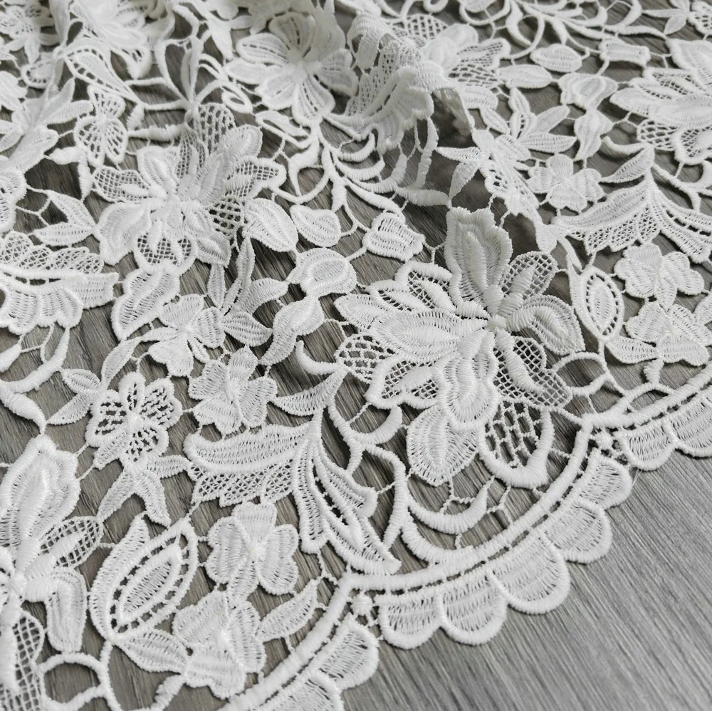 

Gorgeous High Quality Milk Silk Water Soluted Guipure Lace Embroidery Fabric DIY Nigeria Wedding Dress Fabric