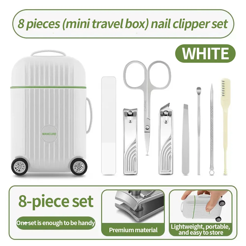 8ピースクリエイティブステンレス製爪切りセットミニスーツケースデザイン家庭用爪切りツール