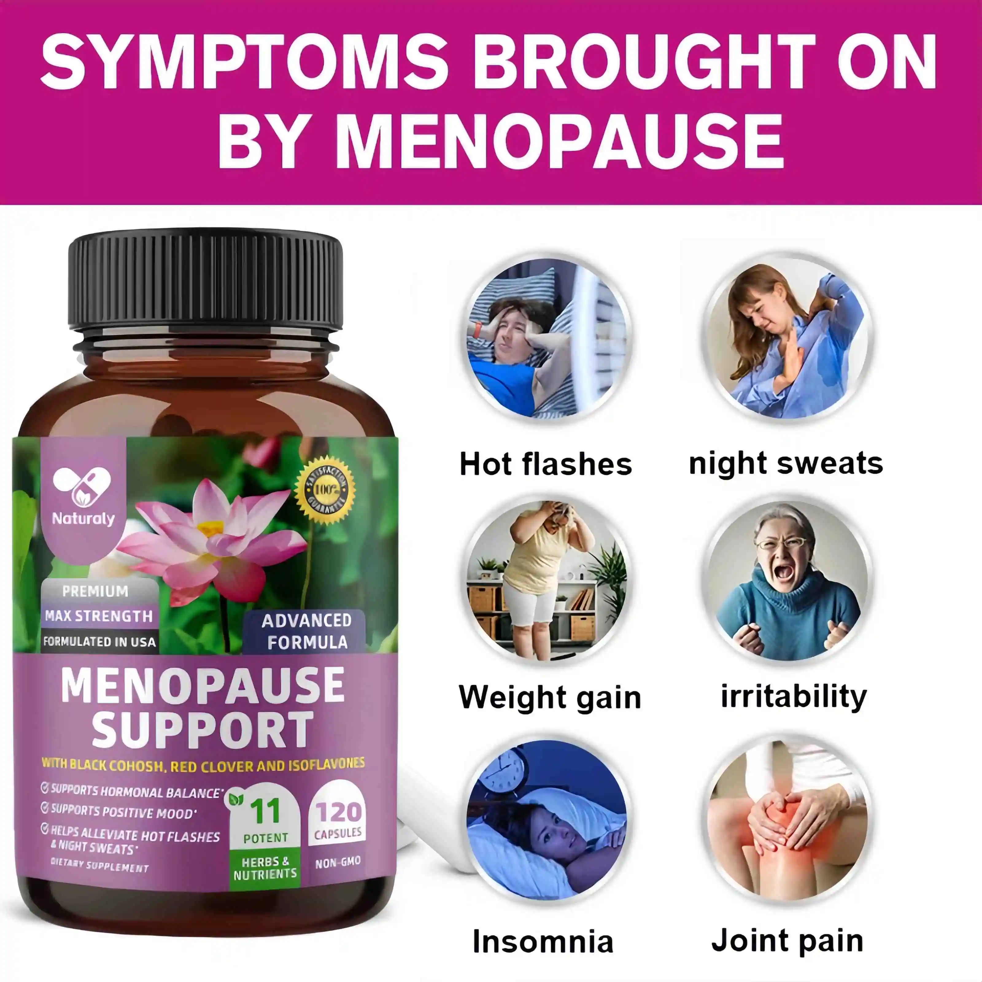 WOMEN Menopause Relief Capsules Motherwort Balance Endocrine for Night Sweats &Mood Swing Menopause discomfort