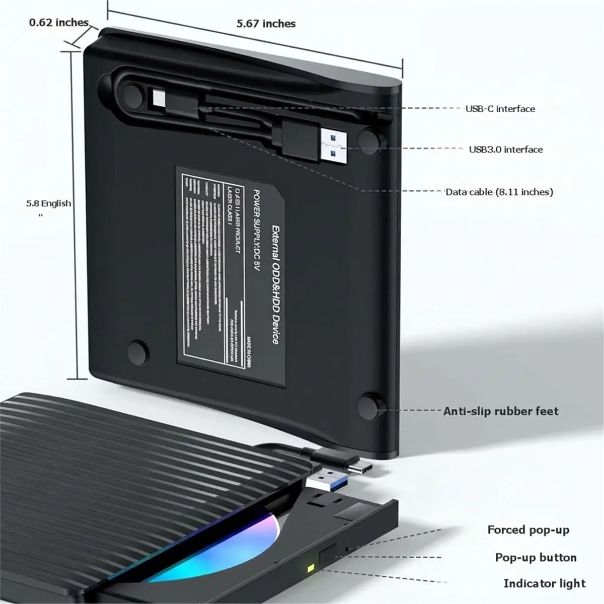 NEW FACTORY~USB3.0 External Optical Drive Type-C for Desktop Computers Portable CD/DVD Burners Laptops