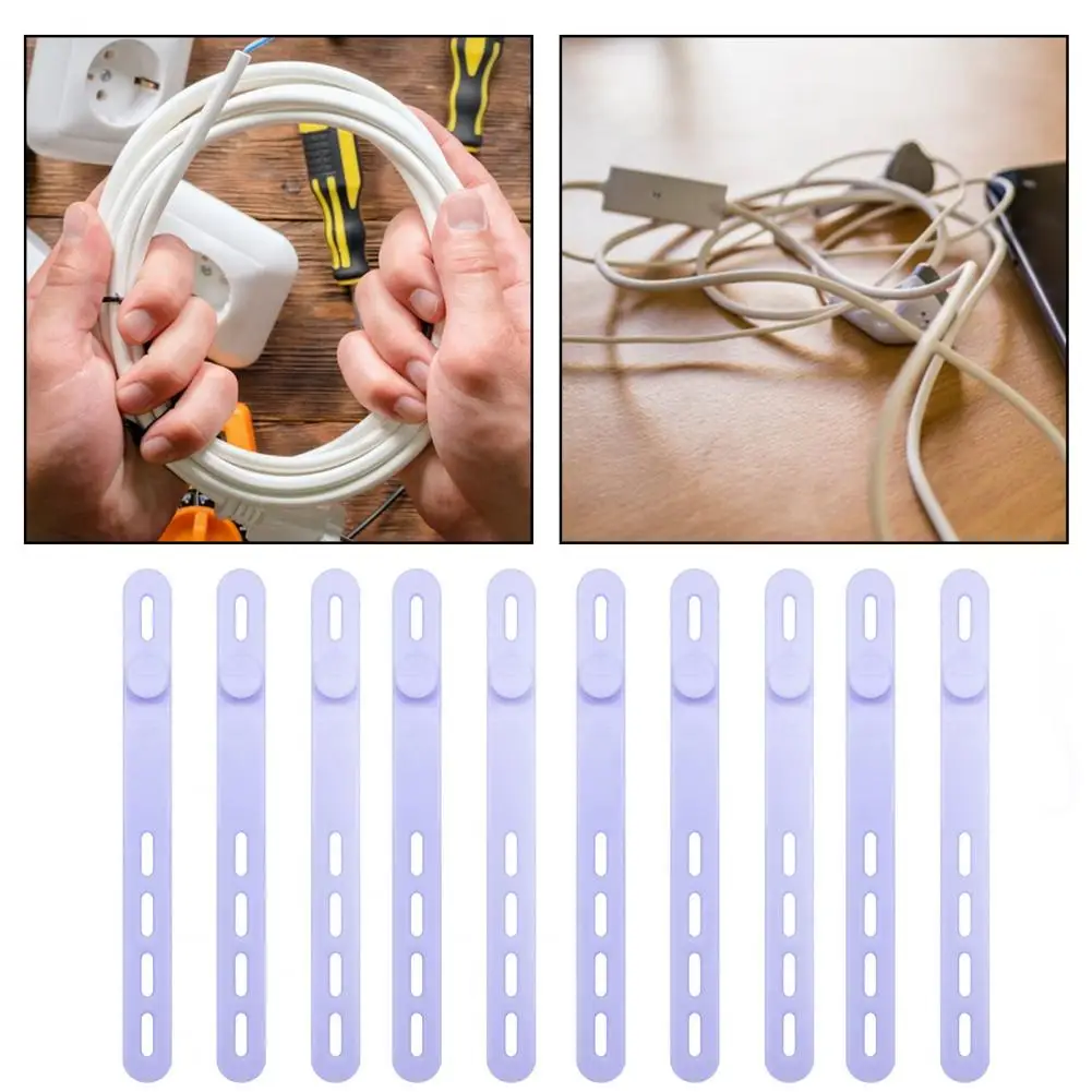 Alat pengatur kabel, 20 buah Set pengatur kabel silikon tebal dengan penutup gesper yang dapat disesuaikan untuk berbagai macam