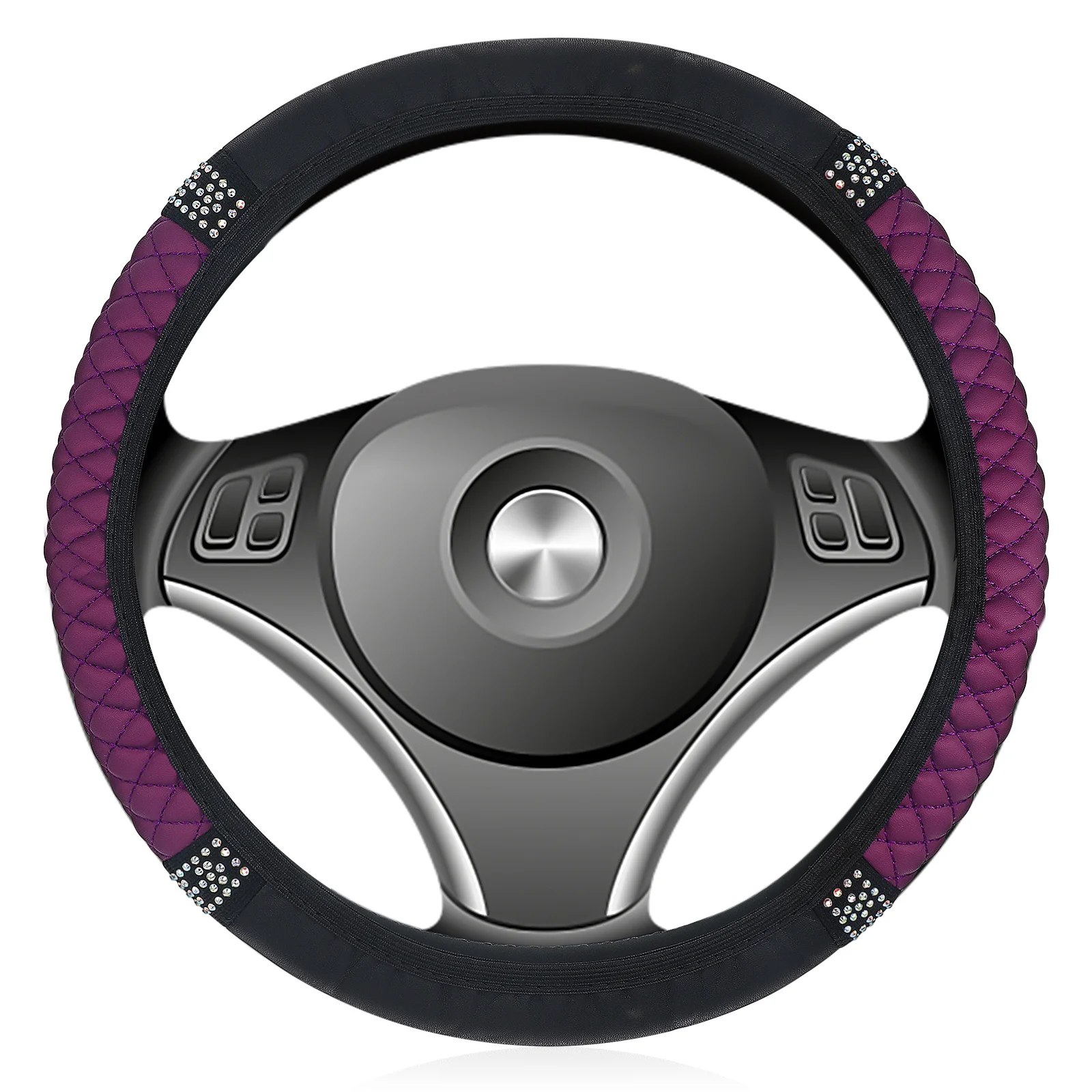 Steering Wheel Cover Sparkly Wheels Covers Car Three-dimensional For Cars Auto Pu Purple Women's