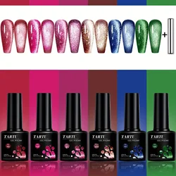 TARTU 6pcs 8ml Cat Eye Gel Nail Polish Set, 6 Colors Gel Polish Kit, Soak Off for Uv/Led, for Salon and Nail Art DIY At Home