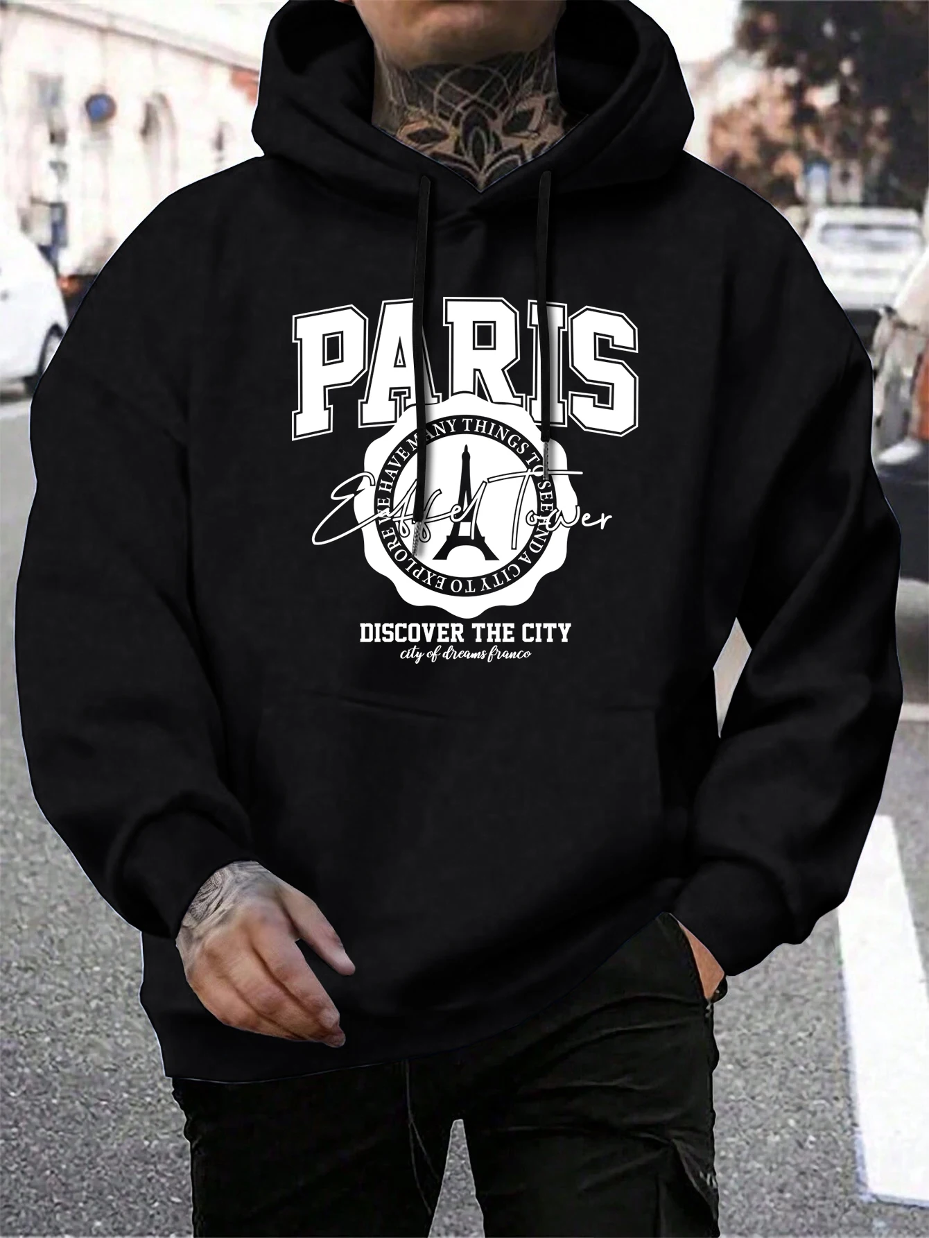 Whiskey Castle Print Men\'S Hoodies Fashion Fur-Liner Hoodie Warm Fleece S-Xxl Hoody Man Autumn High Quality Clothes
