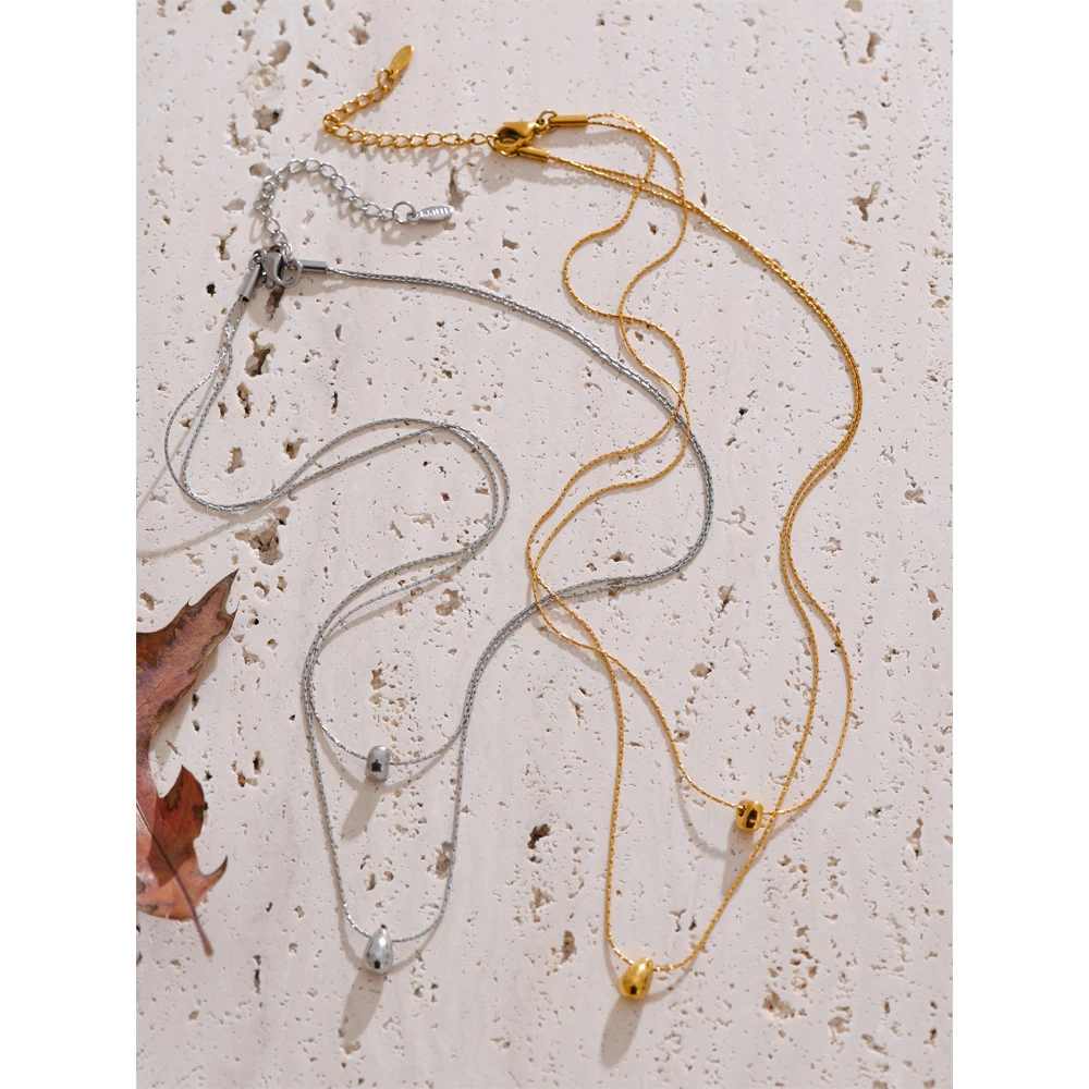 Yhpup Distinctive Cast Pendant Double Layer Chain Stacked Fashion Necklace Gift 316L Stainless Steel Trendy Jewelry Accessories