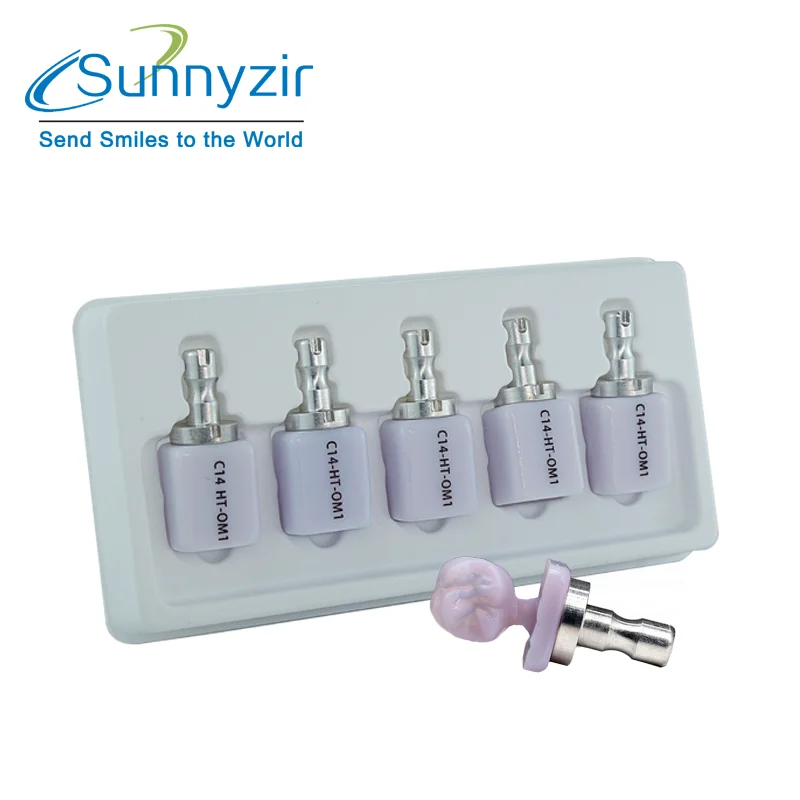 

Sunnyzir Cad/Cam C14 Lithium Disilicate Cerec Glass Ceramic Block (Emax Block) HT/LT(5 pieces) For Sirona MCXL System